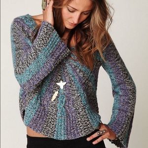 Free People Wool Blend Pinwheel Sweater in Bluebell